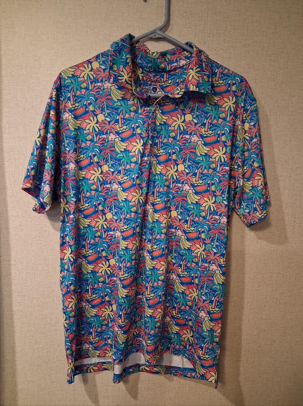 chubbies Multicolor Tropical Print Polo - Blue Base Sz L